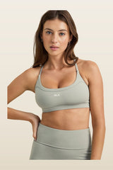 SoftSet Cross Back Sports Bra — model back
