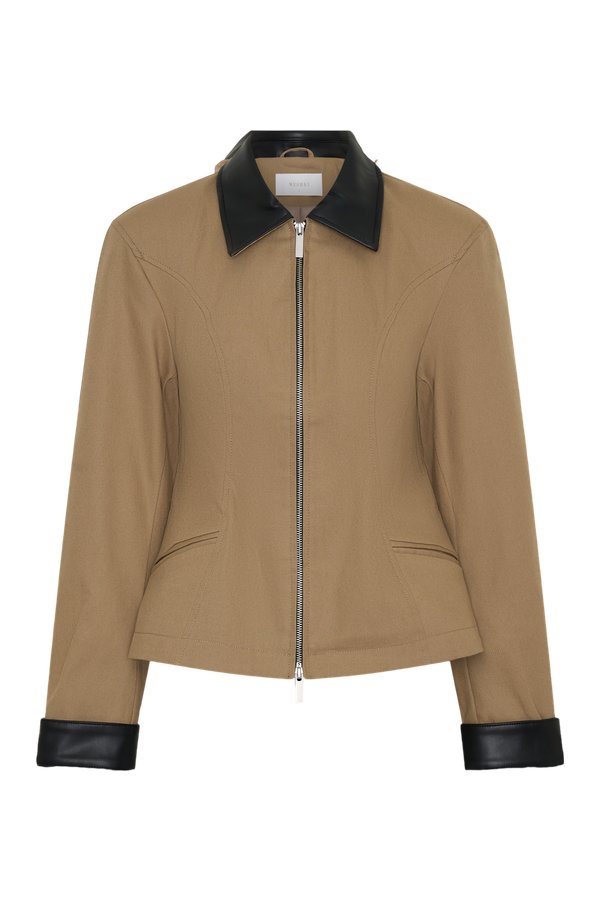 Solange Zip Up Collared Jacket - Natural — packshot