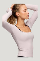 Sporty Rib Portrait Long Sleeve Top | Fog — carry 3