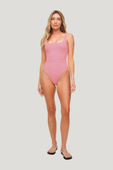 Square Neck One Piece | Cayenne Stripe — model front