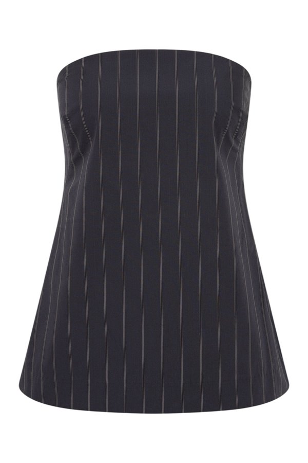 Strapless Rouleau Tie Top - Ink Stripe — packshot
