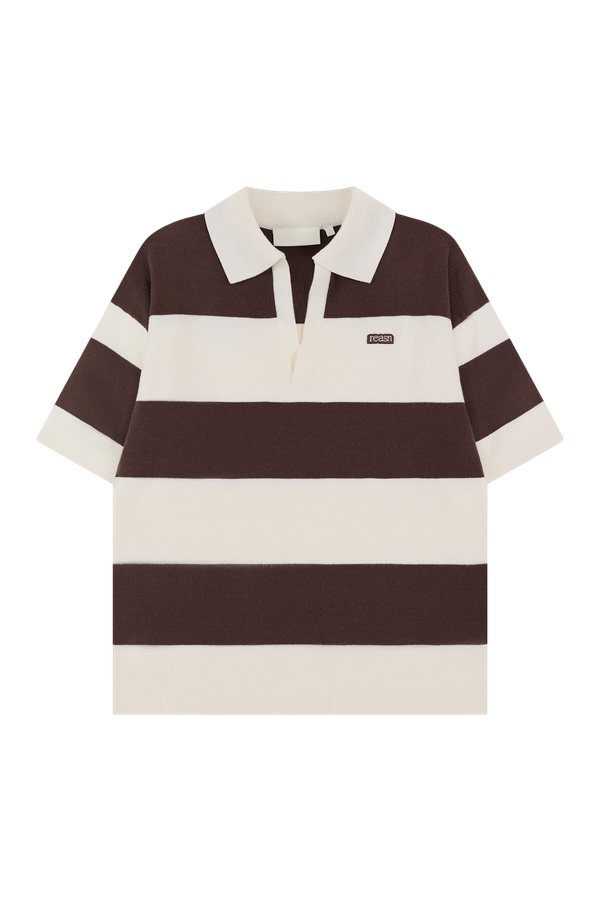 Stripe Knitted Collar Short Sleeve Top — packshot