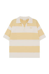 Stripe Knitted Collar Short Sleeve Top - Lemon Sorbet — packshot