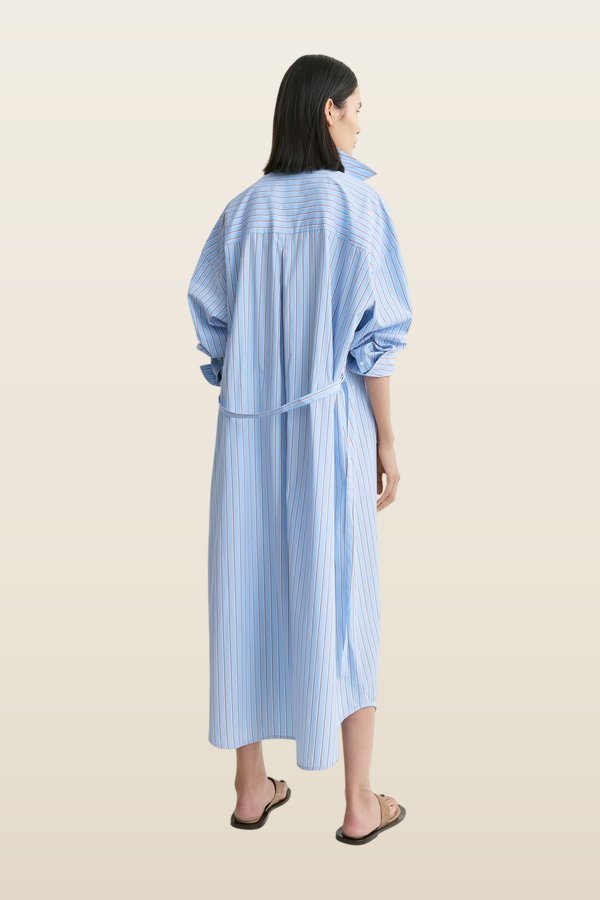 Striped shirtdress — model back