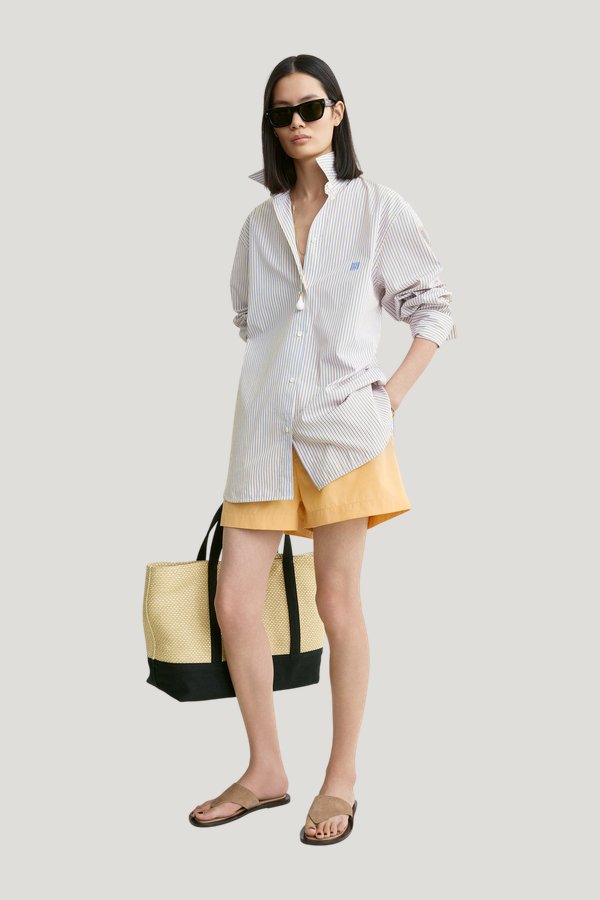 Striped summer shirt — model front