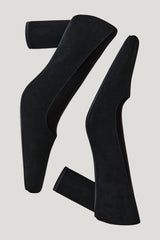 Suede Cylinder Pump — model front