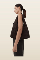 Suede Soft Bag - Coffee — model back