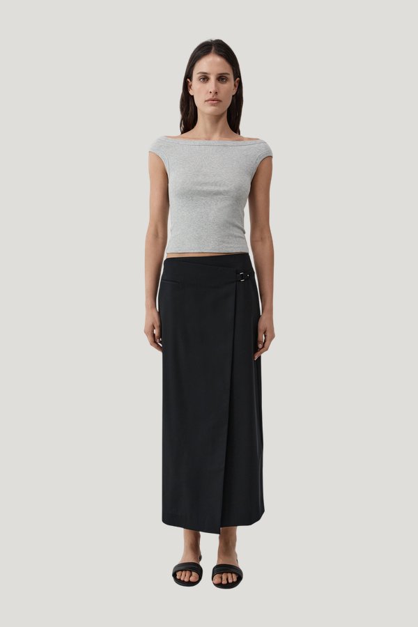 Tailored Wrap Skirt — model front