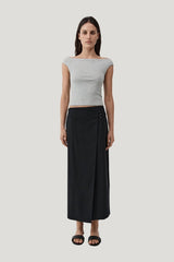 Tailored Wrap Skirt — model front