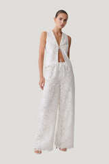 Tessa Broderie Straight Leg Pants — model side