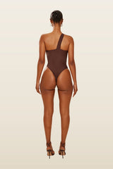 The Asymmetric Knot Detail Swimsuit — model back