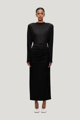 The Jersey Draped Midi Dress — model front