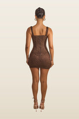 The Cinched Lace Mini Skirt — model back