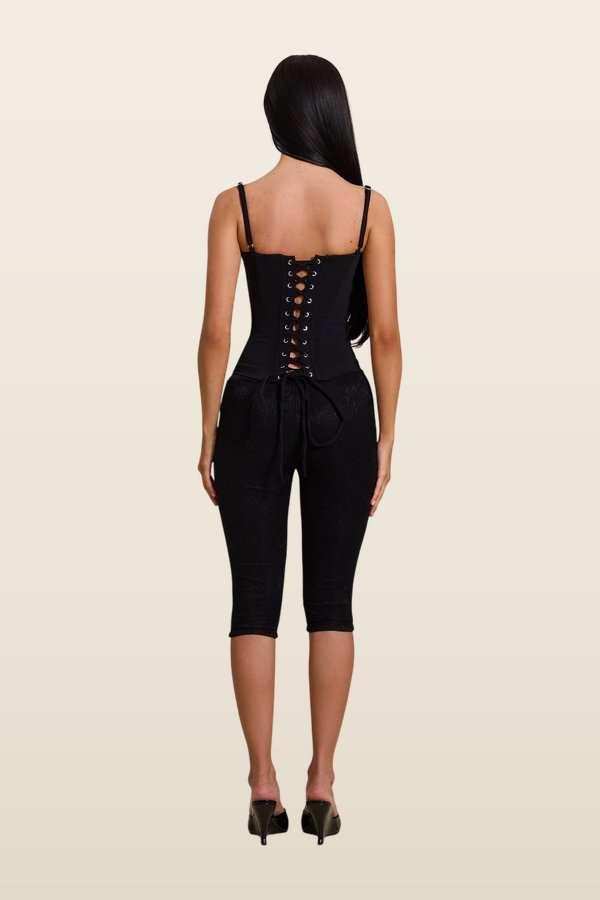 The Everly Lace Up Corset Top — model back