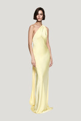 The Nicolette Satin Dress — model side