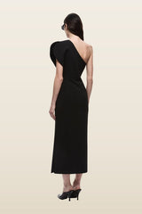 The Sculpted One Shoulder Midi Dress — model back