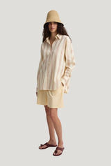 The Stripe Shirt Straw Stripe — model side
