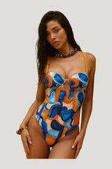 Tulum One Piece in Azul — model front