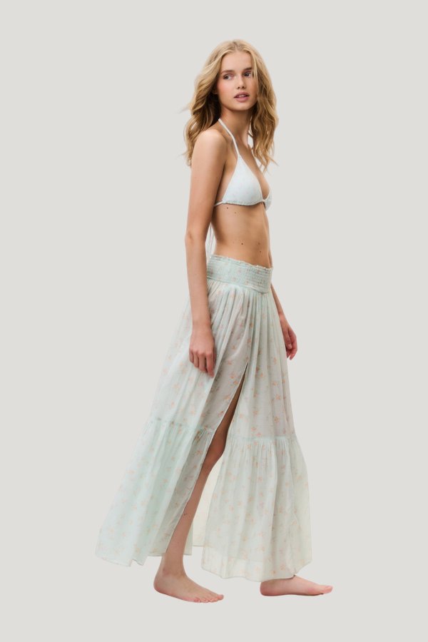 Umber Cotton Cover-Up Skirt — model side
