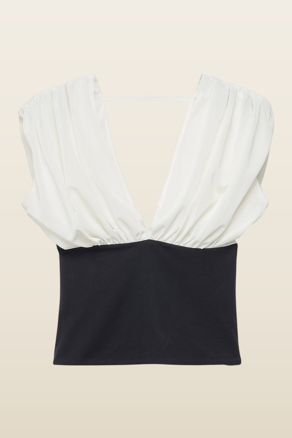 V Neck Top — model back