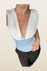 V Neck Top — model back