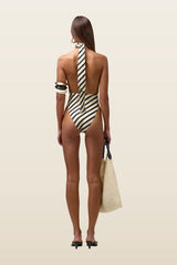 V One Piece (Diagonal Stripe) — model back