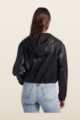 Vegan Leather Jacket — model back