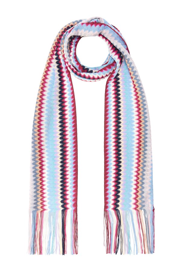 Viscose scarf with fringes and zigzag motif — packshot