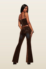 Vivaine Denim Corset Top - Neutral — model back
