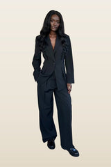 Wide High Waist Suit Pants — model back