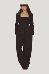 Wide High Waist Suit Pants — model side