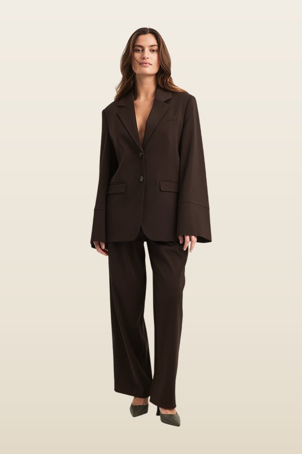 Wide High Waist Suit Pants — model back