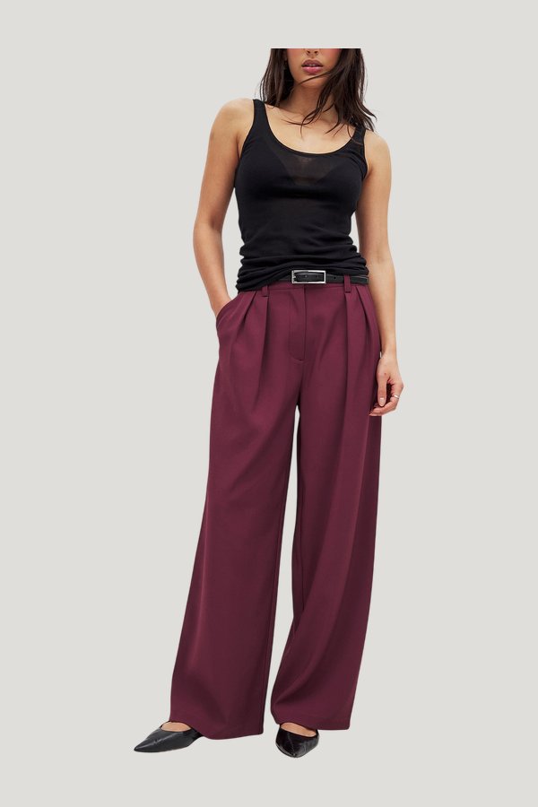 Wide High Waist Suit Pants — model side