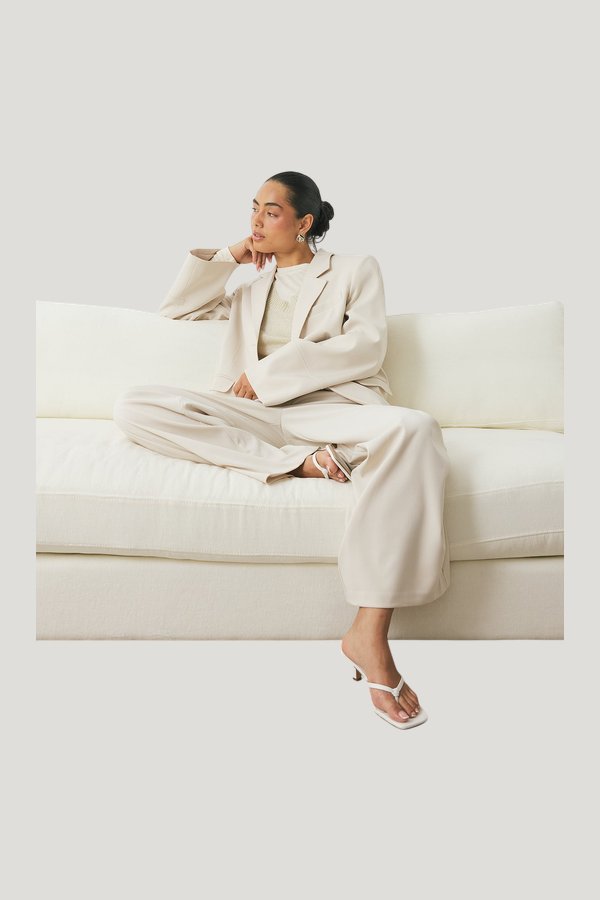 Wide High Waist Suit Pants — model side