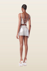 Winona Wrap Skirt Chrome Silver — model back