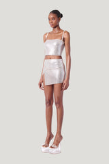 Winona Wrap Skirt Chrome Silver — model side