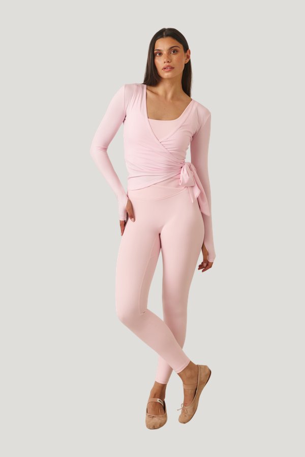 Ballet Wrap Long Sleeve Top - Ballerina — model front