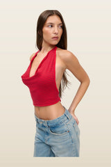 x JENNIE Briar Knit Halter Top - Spring Stripe — model back
