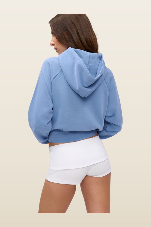 x JENNIE Jane Cropped Terry Hoodie - Jennie — model back