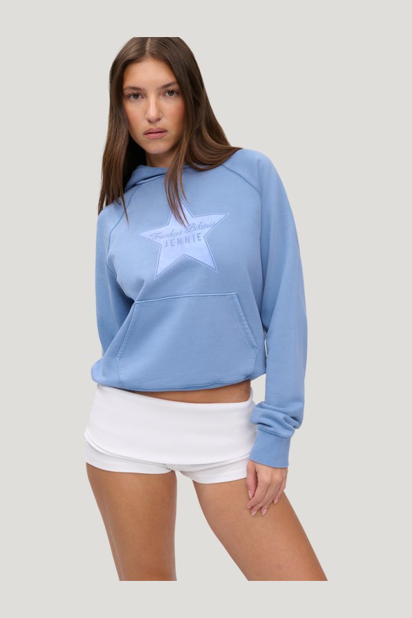x JENNIE Jane Cropped Terry Hoodie - Jennie — model front