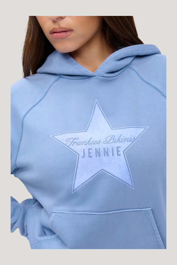 x JENNIE Jane Cropped Terry Hoodie - Jennie — model side