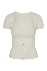 x JENNIE Sofia Knit Top - Coconut — packshot