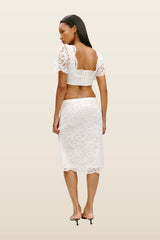 x Paige Lorenze Honeymoon Lace Midi Skirt - Sunday Ceremony — model back