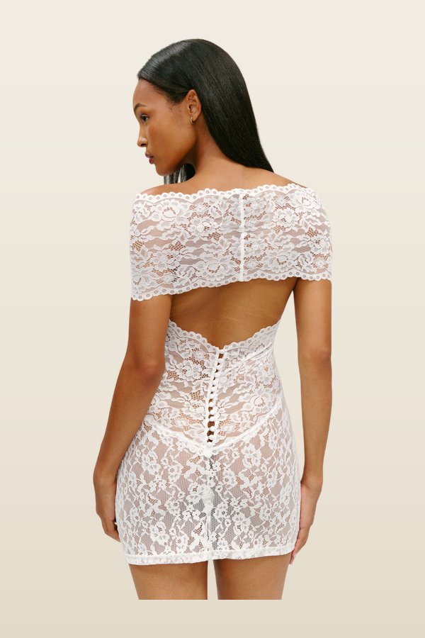 x Paige Lorenze True Love Lace Mini Dress - Sunday Ceremony — model back