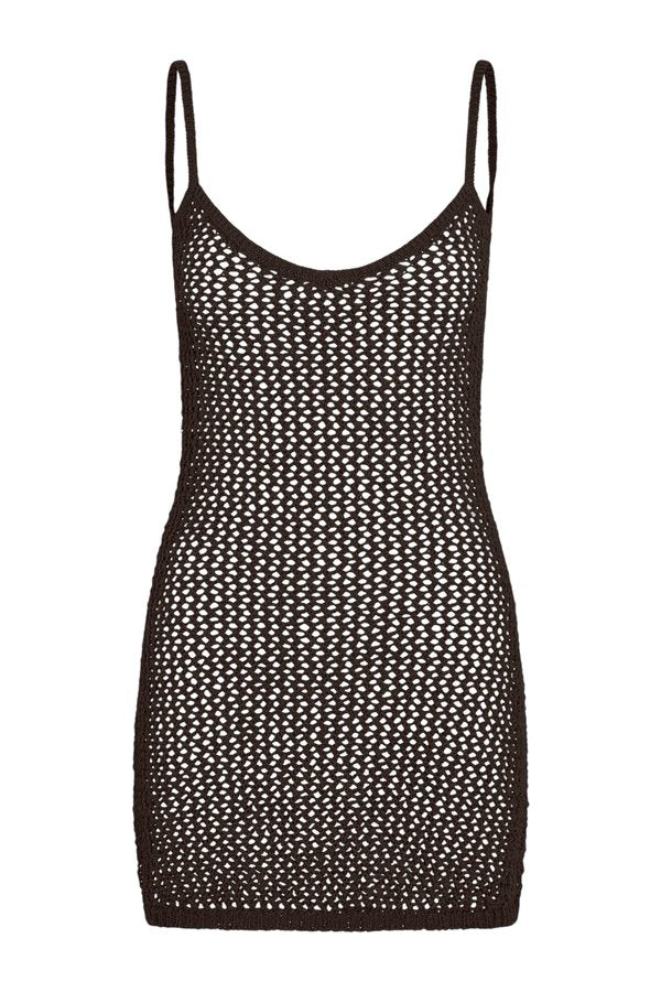 Zanzibar Mini Dress - Espresso Petit Crochet — packshot