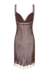 Zelie Crochet Mini Dress in Cacao — packshot