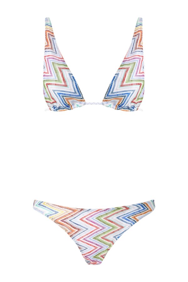 Zig zag printed fabric bikini with elongated top — packshot