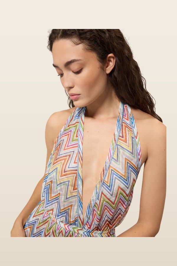 Zig zag tulle cover-up mini dress — model back